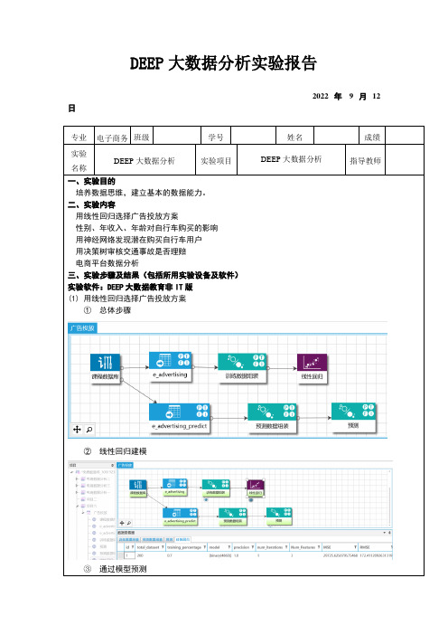 DEEP大数据分析实验报告