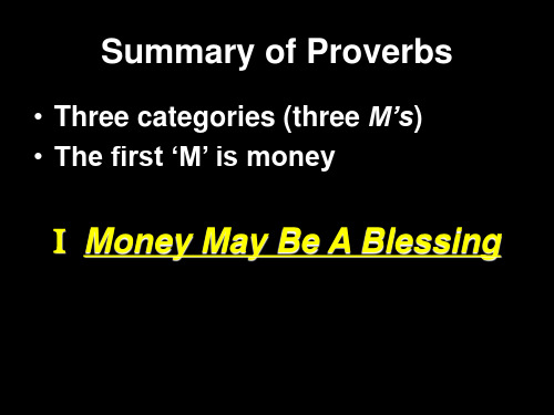 Summary of Proverbs