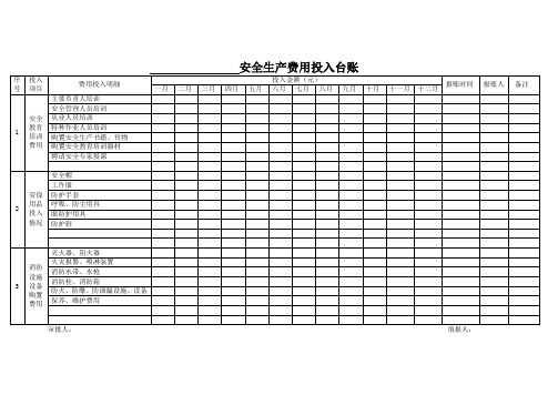 安全生产费用投入台账(模版)