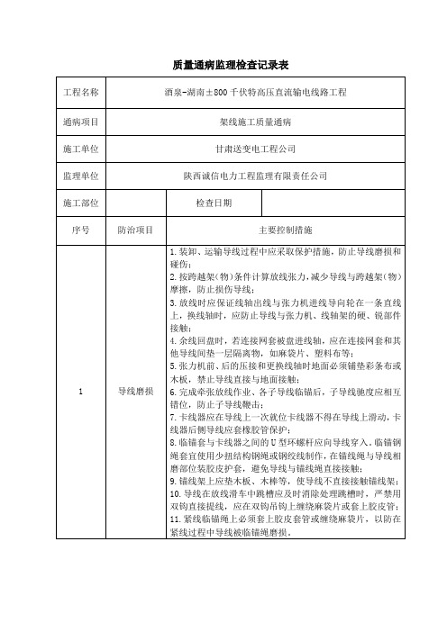 架线质量通病监理检查记录表