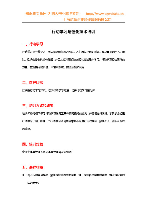 行动学习与催化技术培训