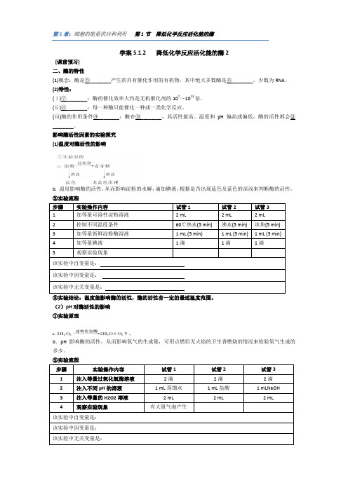 学案5.1.2降低化学反应活化能的酶(2)