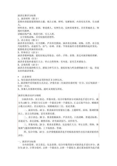 演讲比赛评分标准(仅供参考)