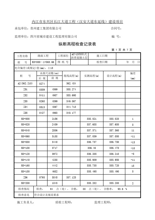 沥青混凝土检验套表