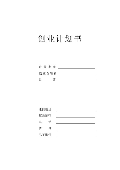 SYB创业计划书-空白模板