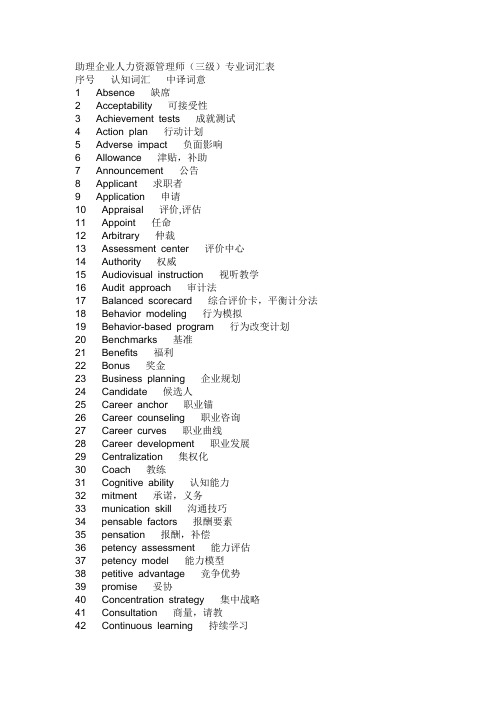 办公文秘-助理企业人力资源管理师英语 精品