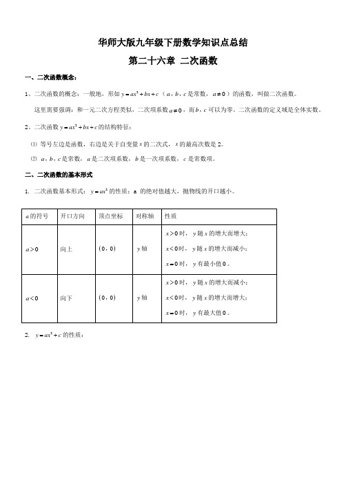 华师大版九年级下册数学知识点总结