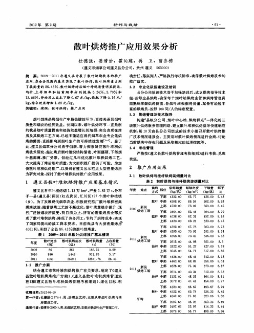 散叶烘烤推广应用效果分析