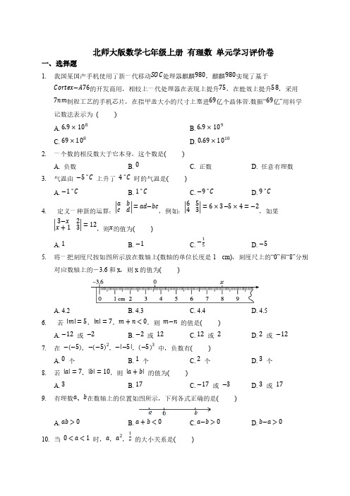 北师大版数学七年级上册 有理数 单元学习评价卷【含答案】