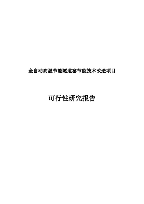 全自动高温节能隧道窑节能技术改造项目可行性研究报告