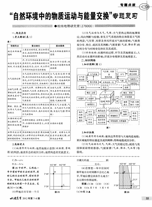 “自然环境中的物质运动与能量交换”专题复习