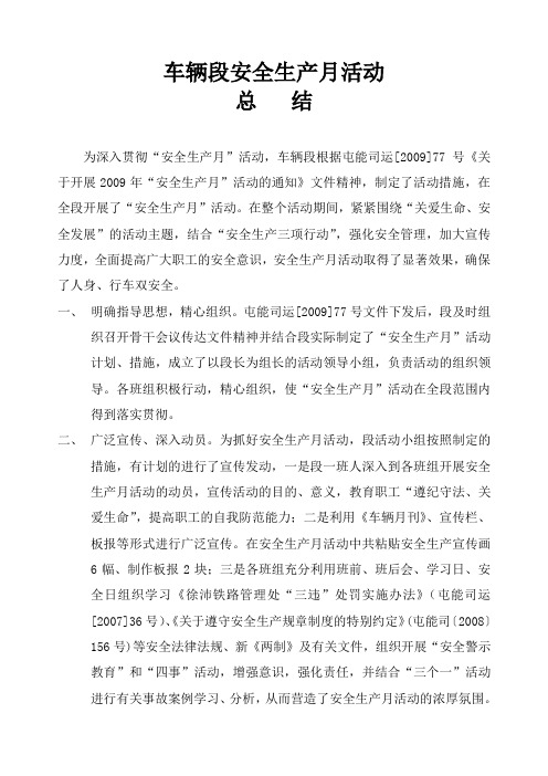 09年安全生产月活动总结