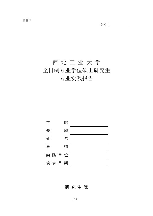 西北工业大学 全日制专业学位硕士研究生 专业实践报告