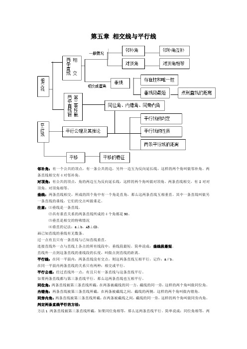 相交线与平行线知识点及测试题精选(含答案)