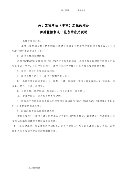 建筑工程质量控制点设置