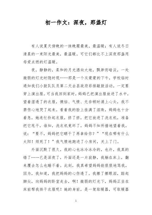 初一作文:深夜,那盏灯