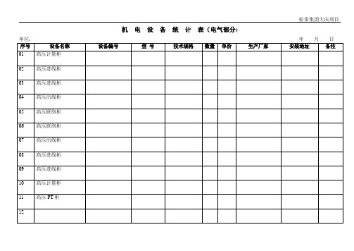 机电设备统计表