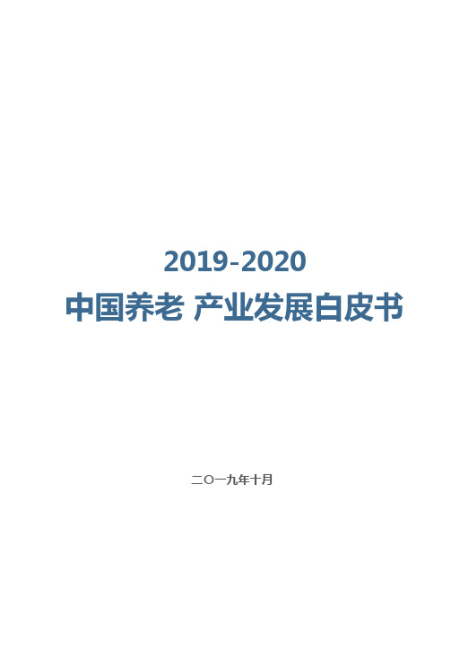 2019-2020年中国养老产业发展白皮书