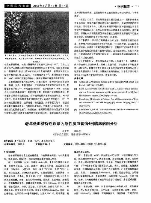 老年低血糖昏迷误诊为急性脑血管病4例临床病例分析