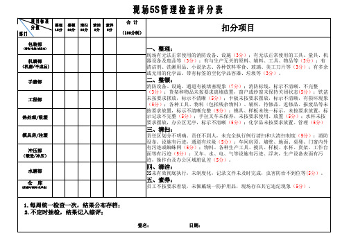 工厂5S检查评分表