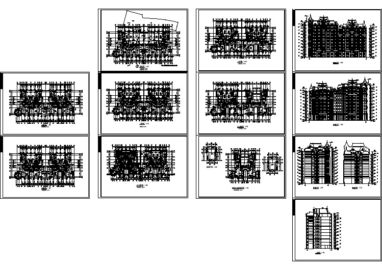 11层双塔(单塔1楼梯1电梯4户)住宅楼建筑施工图