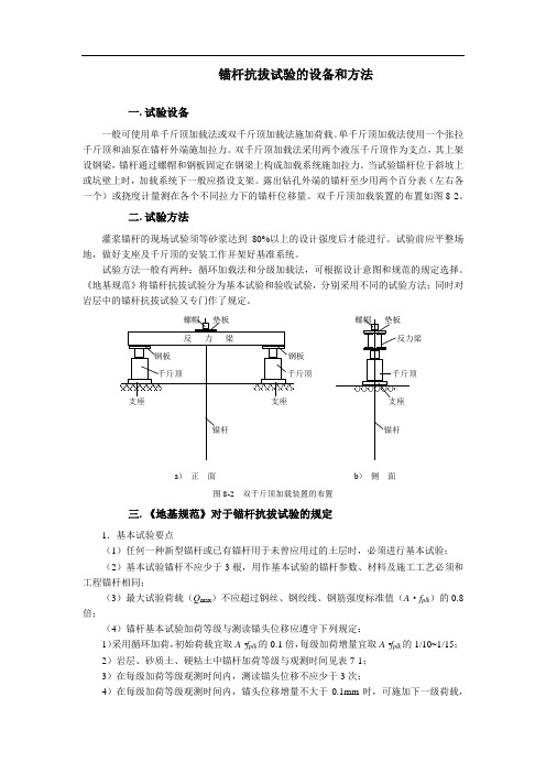 锚杆抗拔试验的设备和方法