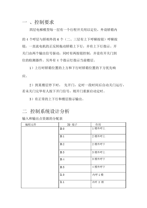 plc课程设计报告-四层电梯资料