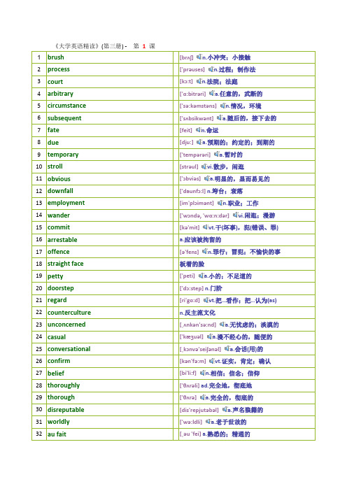 大学英语精读第三册单词表