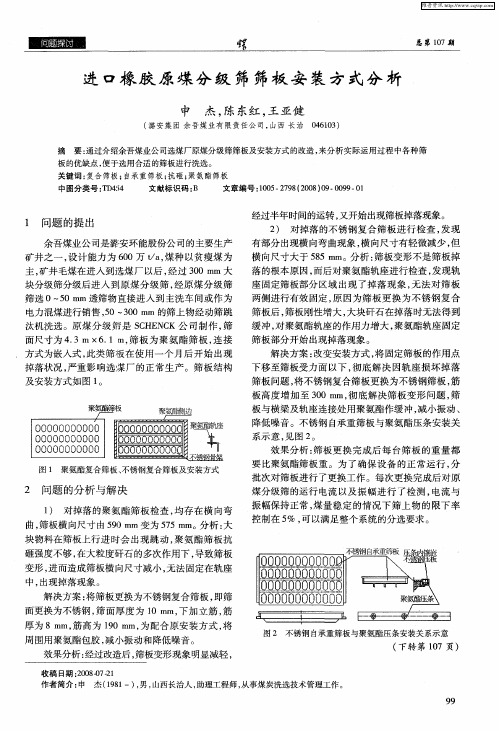 进口橡胶原煤分级筛筛板安装方式分析