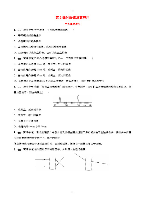 2019中考物理一轮复习04在光的世界里第2课时透镜及其应用真题演练