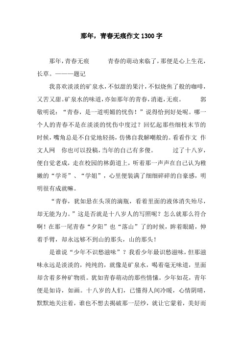 那年,青春无痕作文1300字