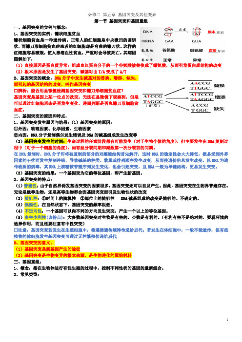 第五章基因突变及其他变异讲义超详细笔记(彩色)