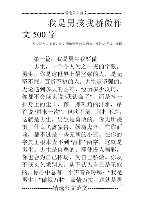 我是男孩我骄傲作文500字