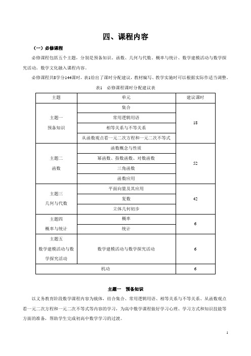 四、课程内容——2017年版《普通高中课程标准》数学(word文档)