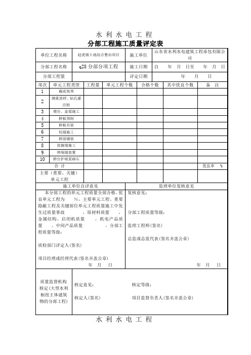 (参考)桥梁涵洞分部分项工程质量评定表