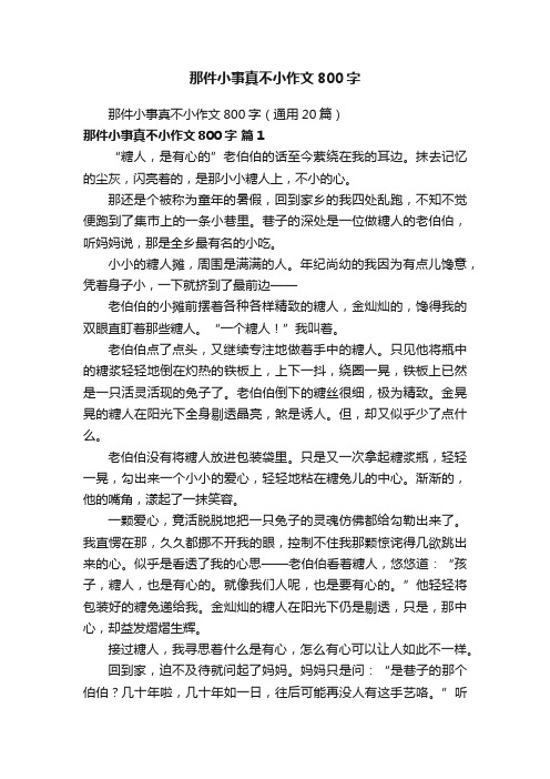 那件小事真不小作文800字（通用20篇）