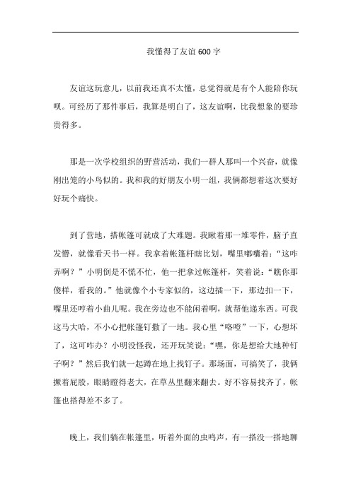 我懂得了友谊600字