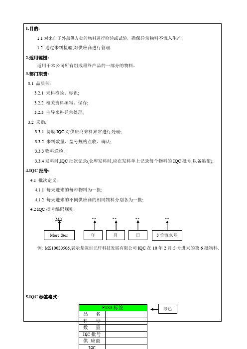 IQC检验规范