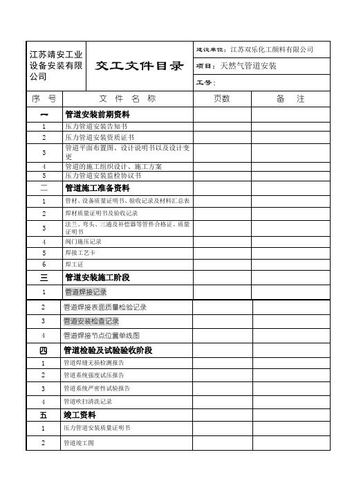 压力管道竣工资料(1)