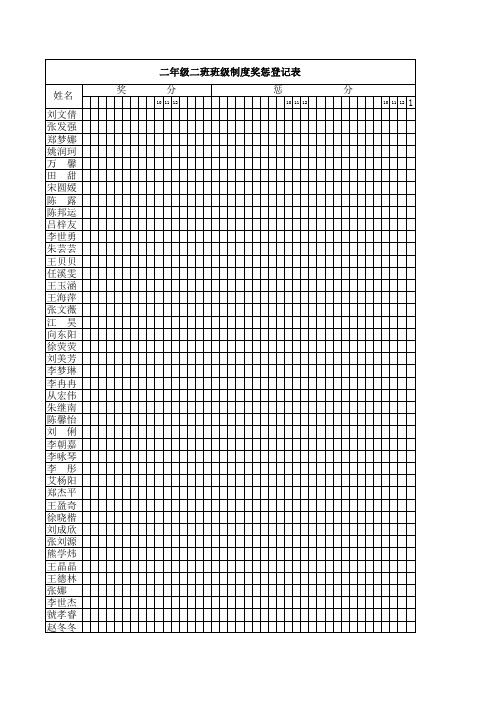 二年级二班班级制度奖惩登记表