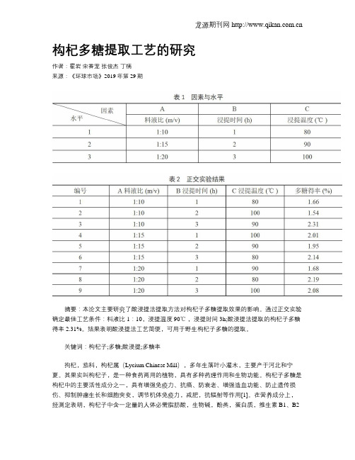 构杞多糖提取工艺的研究