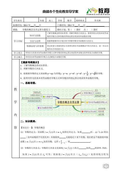 导数的概念及其运算专题复习导学案