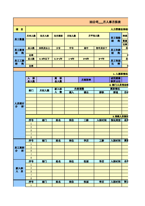 人事月报表 