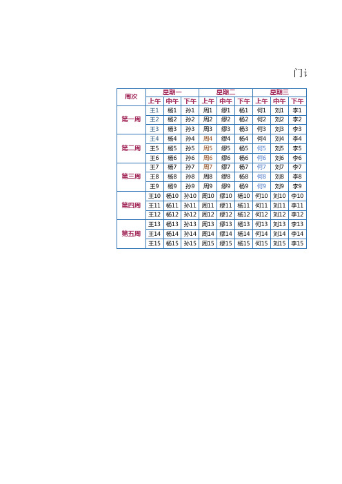 医院门诊排班表EXCEL模板(完整版)