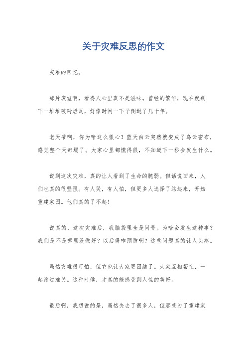 关于灾难反思的作文