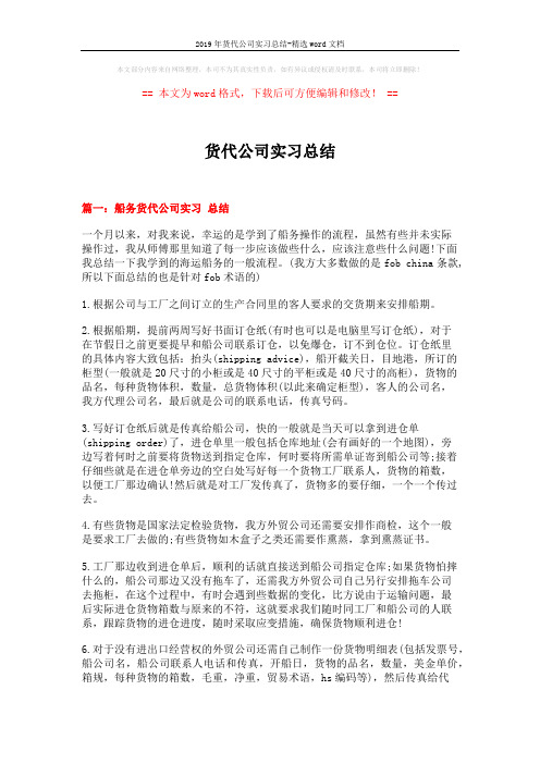 2019年货代公司实习总结-精选word文档 (17页)