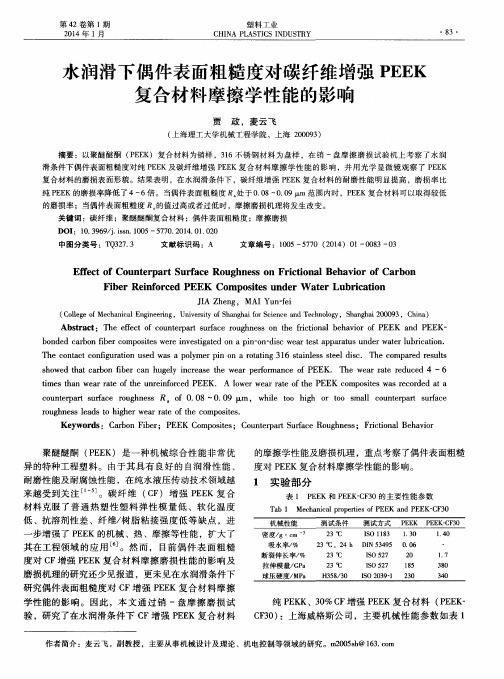 水润滑下偶件表面粗糙度对碳纤维增强PEEK复合材料摩擦学性能的影响