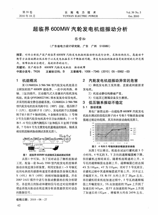 超临界600MW汽轮发电机组振动分析