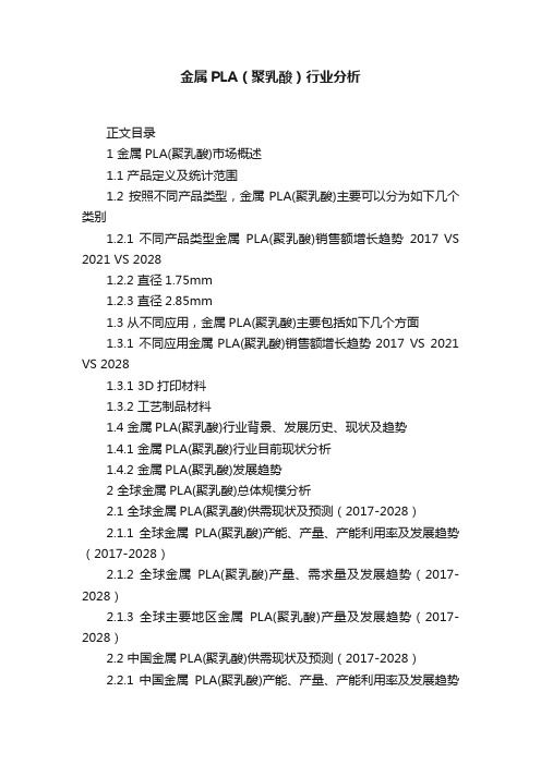 金属PLA（聚乳酸）行业分析