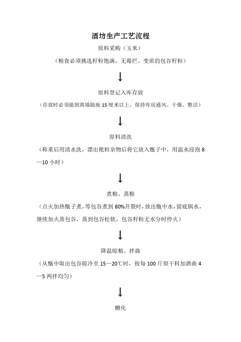 (小作坊食品生产许可证申请资料)酒坊蒸馏酒生产工艺流程及生产管理制度(全套)